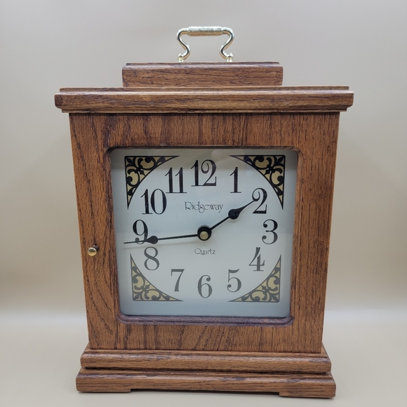 Ridgeway Desk Mantel Clock Real Oak Wood Quartz Movement USA Tested Works - Picture 2 of 16